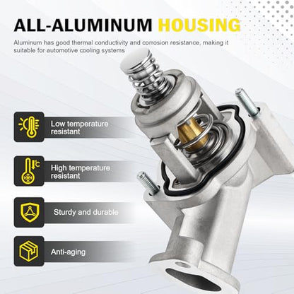 Upgrade Aluminium Thermostat Housing Assembly Compatible with Cadillac ATS CTS CT5 CT6 2016-2022, Camaro Colorado 2016-2022, GMC Canyon 2017-2022 Replace OE#12678784, 12647180, 12670209 15-81889 - color: 12678784