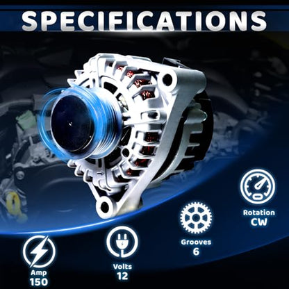 WorldCraft 12V 150A High Output Alternator for Chevy Camaro 6.2L V8 2010-2015 - size: FG15S027