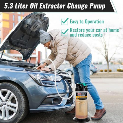 Estune 5.3L/1.4 Gallon Fluid Extractor Pump with 5 Pcs Brake Bleeding Hose - size: 1.4 Gallon/5.3 L