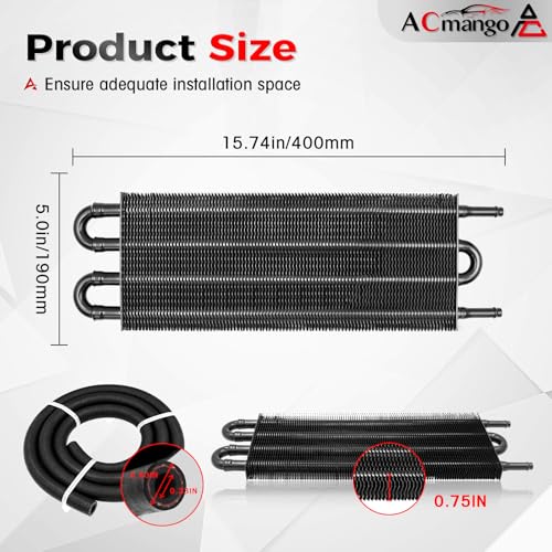 4 Pass Ultra-Cool Tube and Fin Transmission Cooler - color: Black, size: 4-pass
