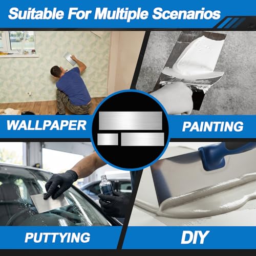 Outus 3 Pcs Auto Body Filler Spreader Tool Set, Multi-Size Steel Spreader