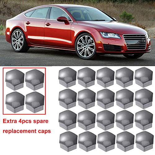Gebildet 24pcs Wheel Nut Cap 17mm Wheel Bolt Nut Caps Covers, Hexagonal Tire Nut Covers with Removal Tool Set for Cars(Gray) - color: Grey