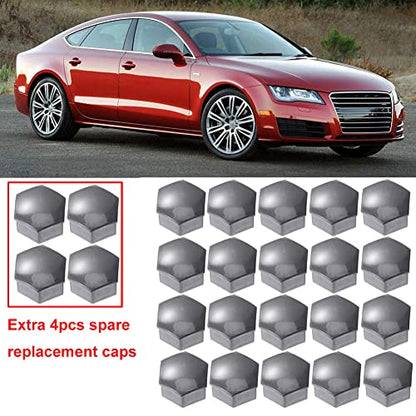 Gebildet 24pcs Wheel Nut Cap 17mm Wheel Bolt Nut Caps Covers, Hexagonal Tire Nut Covers with Removal Tool Set for Cars(Gray) - color: Grey