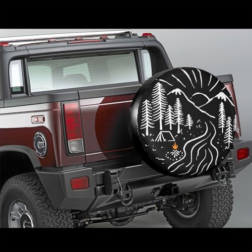 Campsite Sunset Mountain River Spare Tire Cover Universal Weatherproof Wheel Tire Covers UV Sun Protection Wheel Tire Protector Waterproof Tyre Covers for Trailer RV SUV Off-Road Truck Camping 15 Inch - color: Mountain River1, size: 15" for tire diameter
