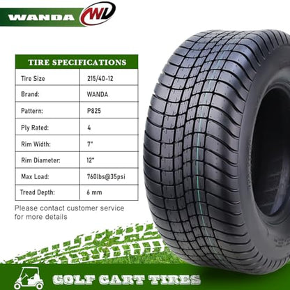 WANDA 215/40-12 Golf Cart ATV Tires 4 Ply 215/40x12 14012 … - size: 215/40-12