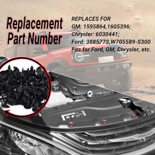 ANTS PART 500 Pcs Auto Car Fender & Bumper Shield Fastener Clips for GM #1605396, 1595864; Chrysler 6030441; Ford 388577S, W705589-S300 - size: 500 Pcs