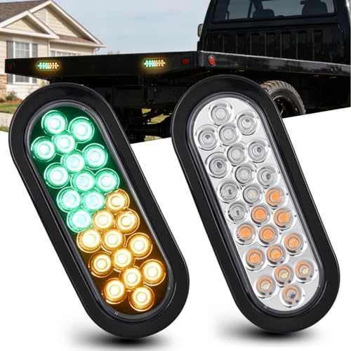 Nilight Strobe Lights 2PCS 6Inch Oval 24LED Amber Green Warning - color: 2Pcs Amber Green 24Led Strobe Lights