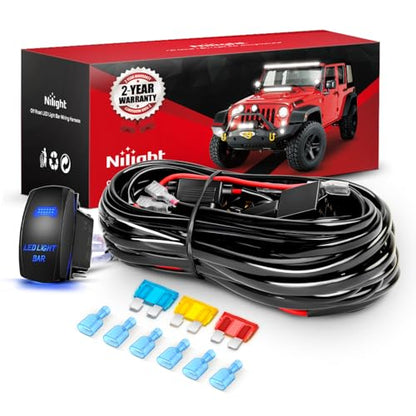 Nilight 14AWG LED Light Bar Wiring Harness Kit - 3 Leads, Blue - color: 14AWG Wiring Harness - 3 Leads