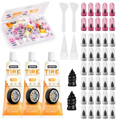 40 PCS Quick Fix Tire Plug Kit with 3 Tubes of Black Tire Sealant - size: 40PCS & 3 SEALANT