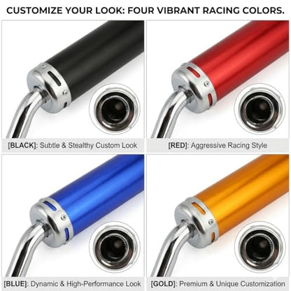 BADASS SHARKS 28mm Motorcycle Exhaust Muffler for 2 Stroke Dirt Bike Black - color: Ruby Red