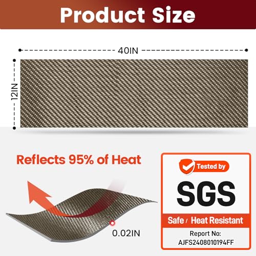Aluminum Adhesive Heat Shield Wrap for Automotive, 40x12 in, Brown - color: Brown, size: 40" x 12"