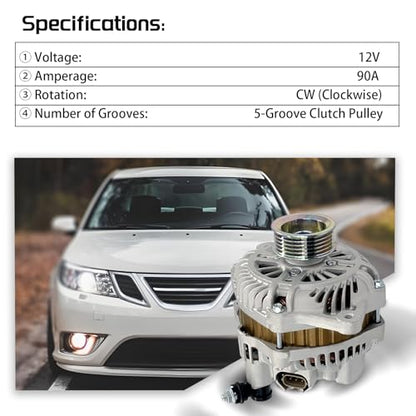 23700AA380 Alternator 12V 90A Compatible with Subaru Impreza 2004-2010 - size: S-ubaru Impreza/Forester H4/Saab 9-2X