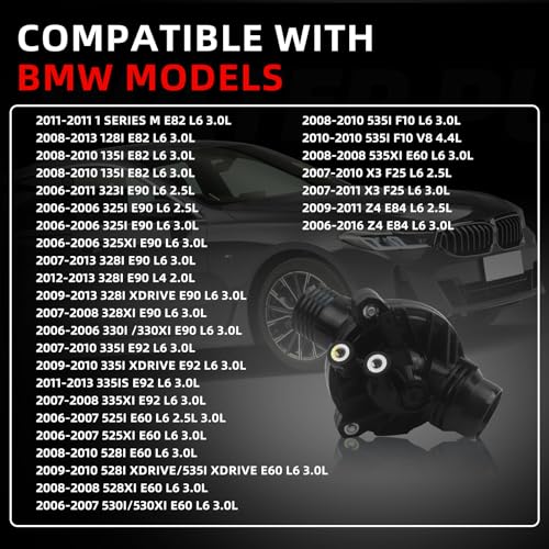 Electric Engine Water Pump W/Thermostat for BMW E90 E92 E60 325i 328i 330i 335i 525i 528, Engine Coolant Thermostat Assembly, OEM# 11537549476 11537544788 902-816 - size: Thermostat