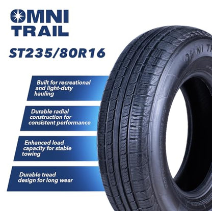 Omni Trail Capability STR Radial Trailer Tire, ST235/80R16, 2 Tires, 12-Ply - size: ST235/80R16 -12PLY