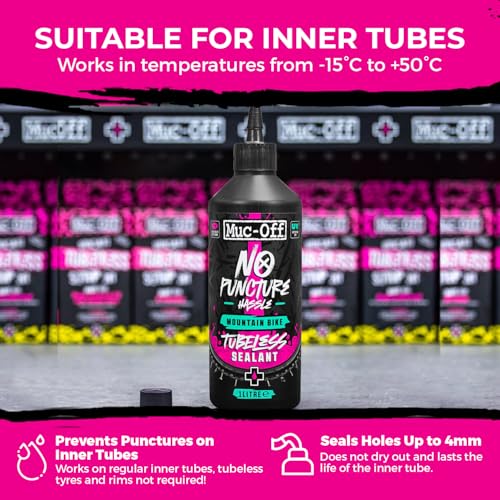 Muc-Off MTB Tubeless Sealant 1L & Valves V2 44mm - Bundle | Seals Holes Up to 6mm | UV Dye + CO2 Compatible Sealant | 7075 Aircraft-Grade Aluminium | Includes Core Removal Tool - size: 1000ml & 44mm Valves