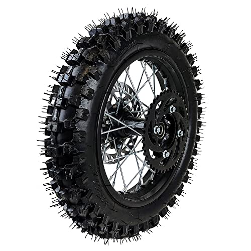 12" Rear Wheel 80/100-12 Tire Assembly For Dirt Pit Bike 125cc 140cc 150cc Apollo SSR XR CRF TaoTao Includes Brake Rotor and 428 Sprocket (12 inch) - size: 12 inch