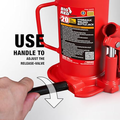 BIG RED 20 Ton (40,000 LBs) Torin Welded Hydraulic Car Bottle Jack for Auto Repair and House Lift, Red, TAM92003B - size: 20 Ton (40,000 lbs), style: 20 Ton (40,000 lbs) Standard