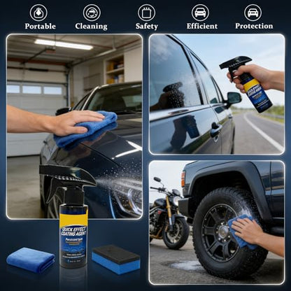 Quick Effect Coating Agent for Car, Quick Effect Coating Agent,Waterless Wash & Polish,Car Coating Spray for Shine & Protection,Quick Acting Paint Protection and Glass Cleaner(1Pack:120ml+Brush+Towel) - color: 1 Pack: Quick Effect Coating Agent