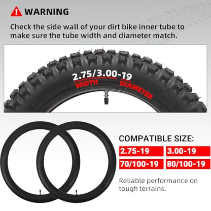 AR-PRO (2-Pack) 2.75/3.00-19" Heavy Duty Dirt Bike Inner Tubes with TR4 Valve Stem for 70/100-19, 80/100-19 19" Dirt Pit Tires, Compatible with Surron, Talaria, Segway, UltraBee and More - size: 2.75/3.00-19" (70/100-19), TR4 Valve