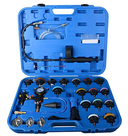 DAYUAN 28Pcs Universal Radiator Pressure Tester Kit Coolant Pressure Tester - color: Blue
