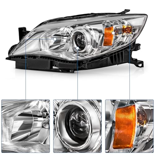 PartsFlow Pair Halogen Headlight Compatible With 2008-2011 Subaru Impreza - color: For 08-11 Subaru Impreza Outback Chrome Housing