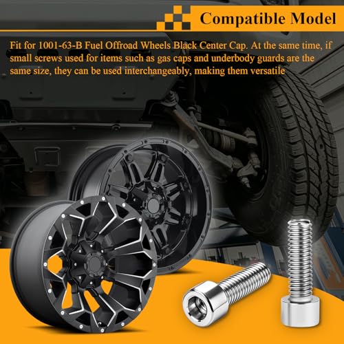 1001-63-B/1001-63GB Center Cap Screws w/Adapter, for Fuel Offroad Wheels - color: Sliver, Short