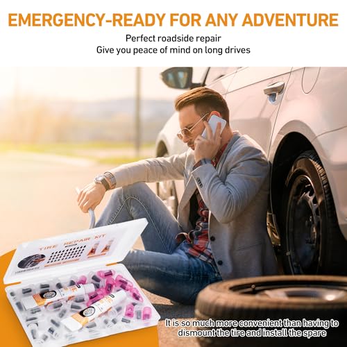 40 PCS Quick Fix Tire Plug Kit with 3 Tubes of Black Tire Sealant - size: 40PCS & 3 SEALANT