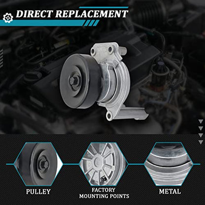 IRONTEK 166200W036 Belt Tensioner Pulley Assembly fit for Lexus (1998-2000 GS400/ 2001-2007 GS430/ 1998-2000 LS400), for Toyota (2001-2009 Sequoia/ 2000-2009 Tundra) #16620-0W101 305255 38173 38488 - size: 166200W036