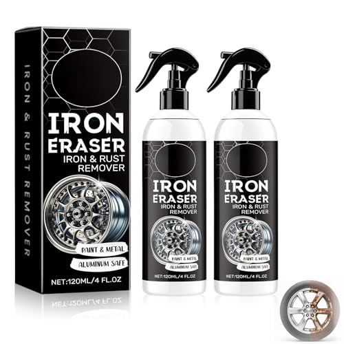 2Pcs Rust Remover Spray, Iron & Rust Remover for Car Wheels, Paint & Brake Dust, Automotive Surface Cleaner