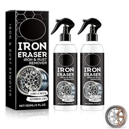 2Pcs Rust Remover Spray, Iron & Rust Remover for Car Wheels, Paint & Brake Dust, Automotive Surface Cleaner