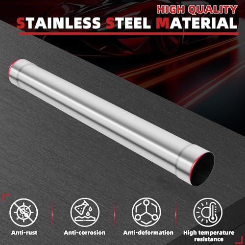 LCGP 3.5 Inch Straight Exhaust Pipe, 3.5" Stainless Steel Straight Muffler Replacement Pipe, 35" Length Mandrel Exhaust Tube with Two Lap Joint Band Clamps(New Version) - size: 3.5 Inch, style: 35 Inch Long