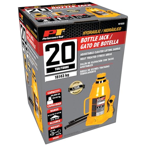 Performance Tool W1633 20 Ton Heavy Duty Hydraulic Bottle Jack - size: 20-Ton - Standard