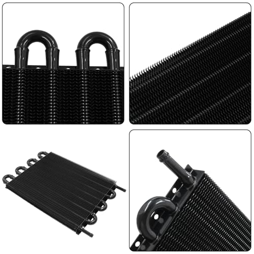 Universal Transmission Oil Cooler Kit Fin Oil Cooler Kit (Black, 8 Pass) - color: Black, size: 8 Pass
