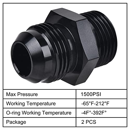 EVIL ENERGY 12AN Flare to AN12 ORB Male O-Ring 2PCS Fitting Adapter - size: 12AN ORB to 12AN