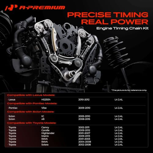 A-Premium Engine Timing Chain Kit Compatible with Toyota, Pontiac 2.0L 2.4L