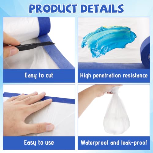 JMIATRY Pre-Taped Painter Plastic Sheeting for Painting 106IN x 88FTx 4Roll