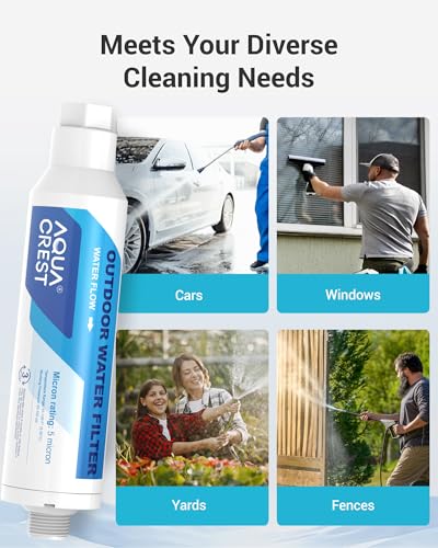 AQUA CREST Hard Water Filter for Hose Car Wash, Reduces Hard Water Spots