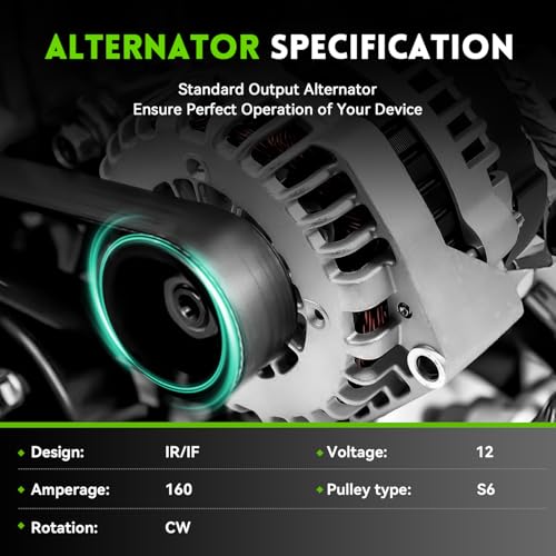 8301N Alternator 160Amp High Output Compatible with 2007-2014 GMC Yukon, Sierra, Chevy Tahoe, Suburban, Silverado 1500/2500, Avalanche, Cadillac Escalade, Replace# 15093928,15905871, ADR0369 - size: 8301N
