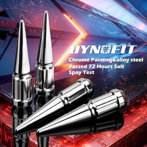 DYNOFIT 12mmx1.5 Wheel Spike Lug Nuts, 4 x M12x1.5 Lug Nut, 3.35 inch Tall Closed End Nuts Compatible with Acura, Honda, Chevy, Hyundai, Toyota, Lexus, Mitsubishi(Chrome) - color: Silver, size: 12x1.5 4PC
