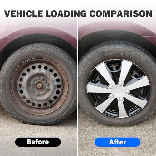 Hubcaps 15 Inch 4 Pcs Wheel Covers Compatible with 15in Cars SUV - color: 5051-Silver & Black-15