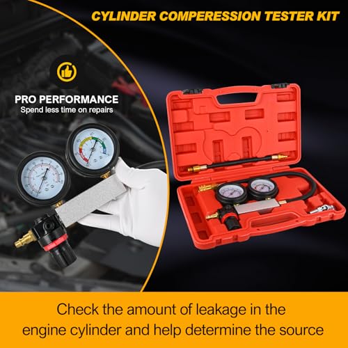 Nilight Cylinder Leak Down Tester Kit, 10/12/14 mm Adapters, Dual Readout - color: 5pcs Leak Down Tester