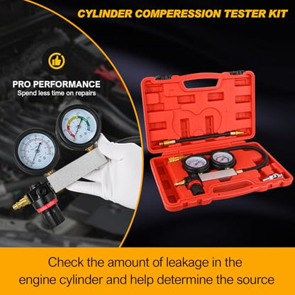 Nilight Cylinder Leak Down Tester Kit, 10/12/14 mm Adapters, Dual Readout - color: 5pcs Leak Down Tester