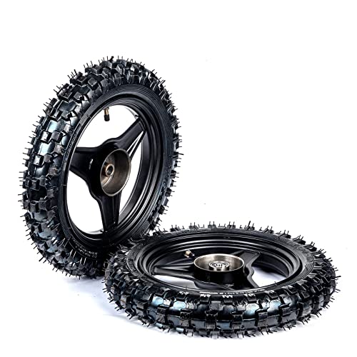Front and Rear Rim Wheel PW50 Pair of Rim Tire Dirt Bikes ATV Motocross Brake Wheel Assembly Replacement for Yamaha (Black)