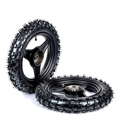 Front and Rear Rim Wheel PW50 Pair of Rim Tire Dirt Bikes ATV Motocross Brake Wheel Assembly Replacement for Yamaha (Black)