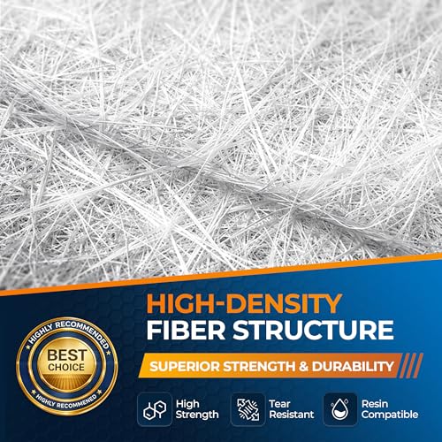 Fiberglass Chopped Strand Mat Roll, 1.5 oz, 6 in x 10 Yards, Fiberglass Mat for Boat Repair, Auto Body Repair, Compatible with Polyester & Vinyl Ester Resin - size: 6" x10Yards