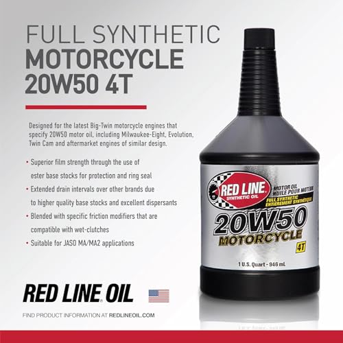 Red Line 42504 20W50 Motorcycle Oil Synthetic - 4 Quarts