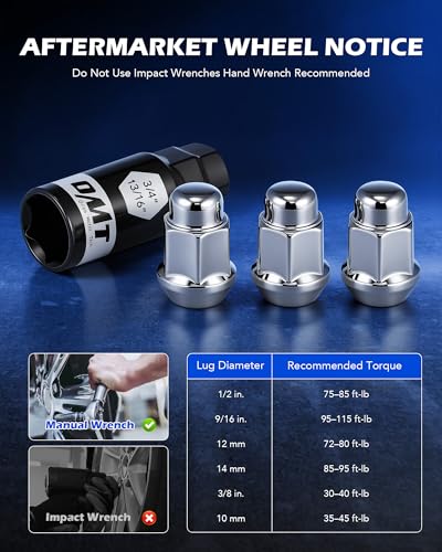 OMT 1/2"-20 Lug Nuts with Cone Seat, 20pcs Lug Nuts Set with 1 Socket Key - color: Silver, size: 1/2"-20, style: 20Pcs 1.38"Long