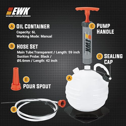 EWK 6L Manual Fluid Transfer Pump, Portable Fluid Extractor - size: 6L