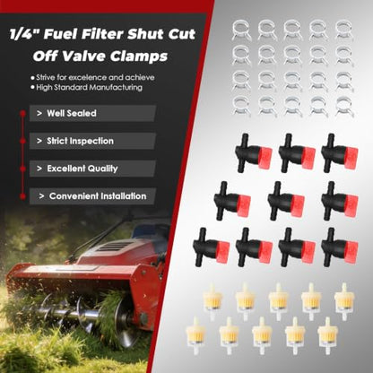 Nakkaa 1/4" Fuel Filter Shut Cut Off Compatible With Mowers Garden Machines