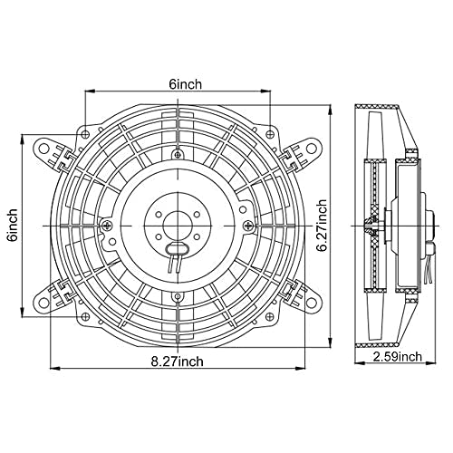 7" Electric Radiator Cooling Fan Assembly Kit with 12V 80W Motor Universal High Performance Slim Fan Push Pull Black - style: 7" Straight